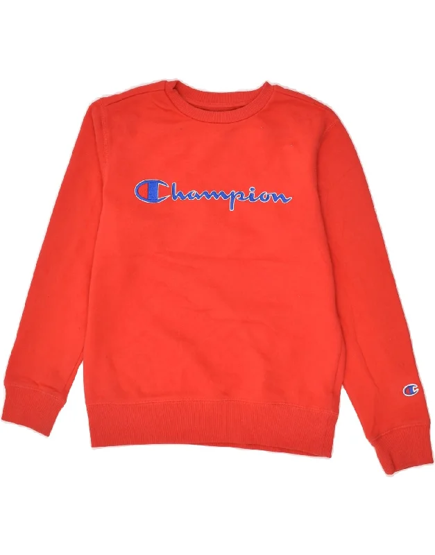 men's hoodie for daily wear -CHAMPION Boys Graphic Sweatshirt Jumper 15-16 Years Medium Red Cotton