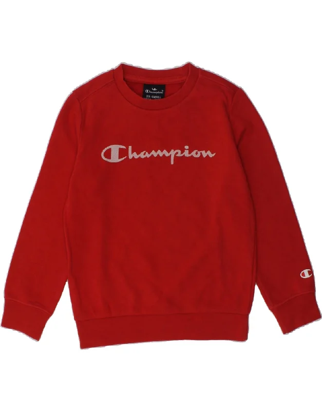 men's workout hoodies -CHAMPION Boys Graphic Sweatshirt Jumper 3-4 Years 2XS  Red