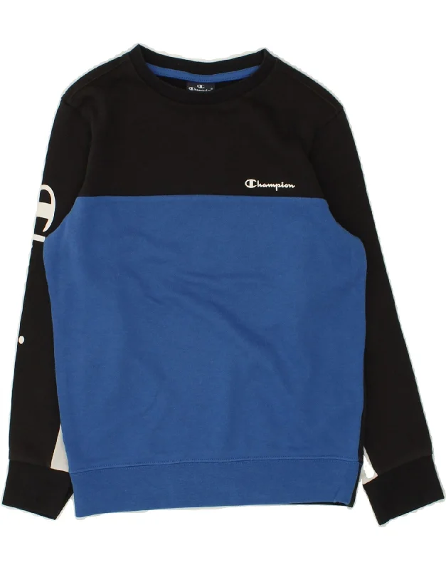 men's pullover sweatshirts -CHAMPION Boys Graphic Sweatshirt Jumper 9-10 Years Medium Black