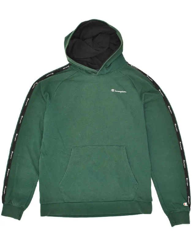 men's hoodie for daily wear -CHAMPION Boys Hoodie Jumper 15-16 Years 2XL Green Cotton