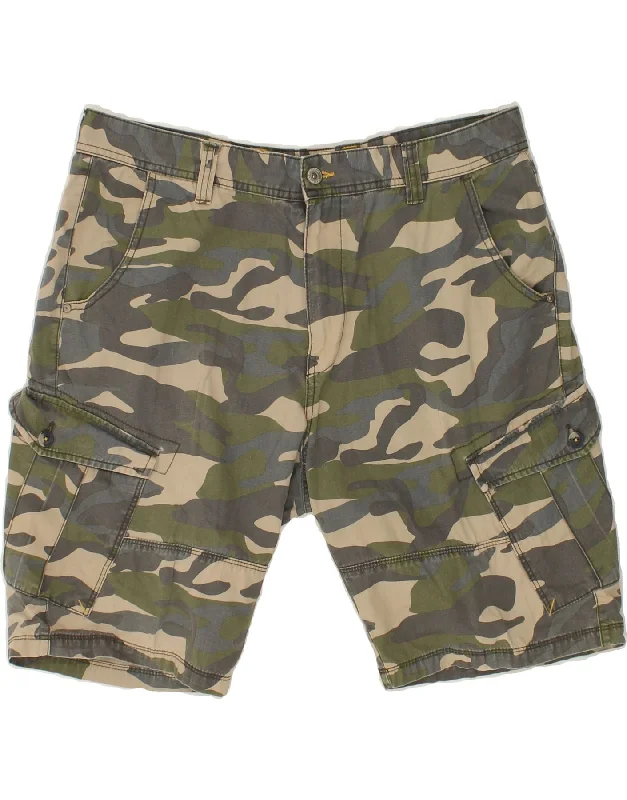 CLAYTON Mens Cargo Shorts IT 52 XL W38 Green Camouflage Cotton