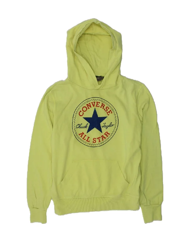 men's streetwear hoodies -CONVERSE Girls Graphic Hoodie Jumper 11-12 Years Green Cotton