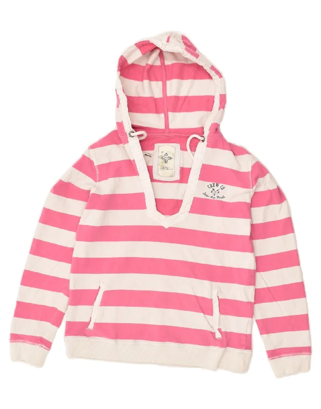 men's workout hoodies -CREW CLOTHING Girls Hoodie Jumper 11-12 Years Pink Striped Cotton