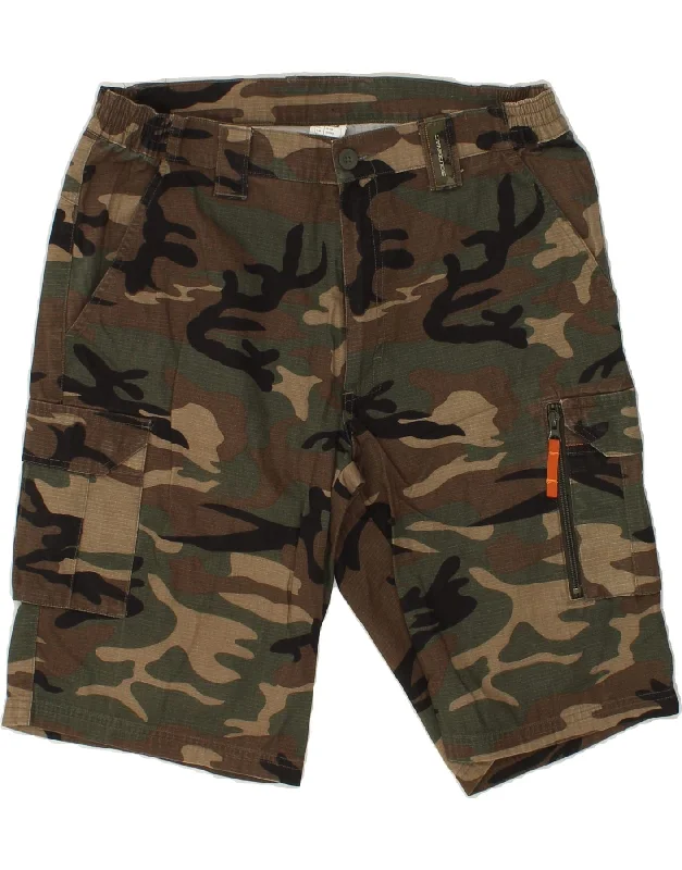 DECATHLON Mens Cargo Shorts Large W36  Khaki Camouflage Cotton