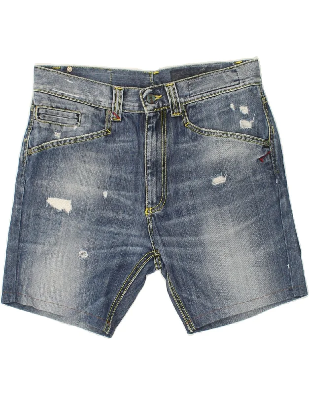 DONDUP Mens Distressed Denim Shorts W33  Medium Blue Cotton