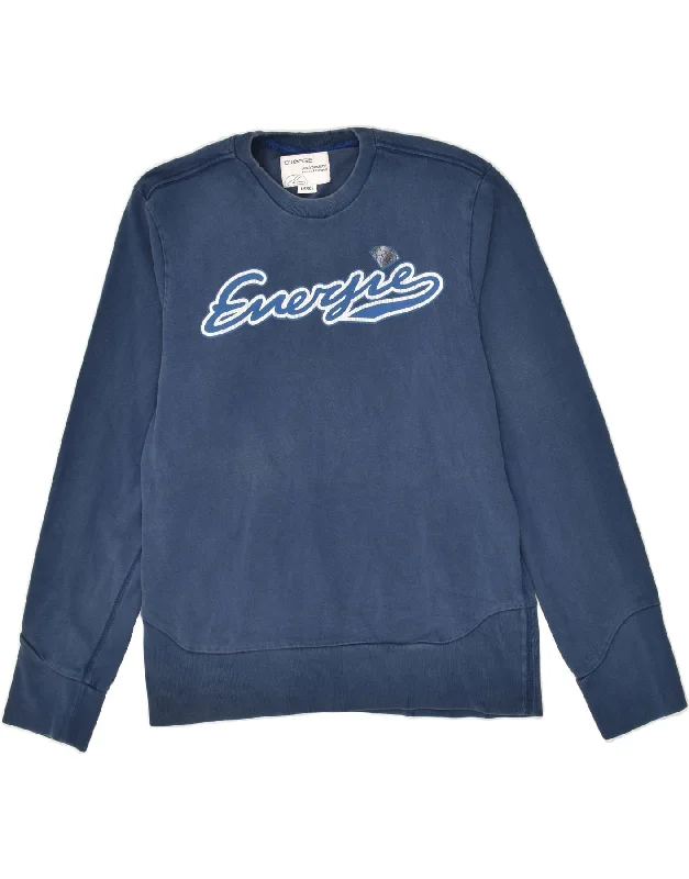 men's oversized hoodies -ENERGIE Boys Graphic Sweatshirt Jumper 14-15 Years Large Navy Blue