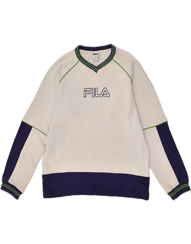 men's high-quality hoodies -FILA Boys Graphic Sweatshirt Jumper 11-12 Years Medium Grey Colourblock