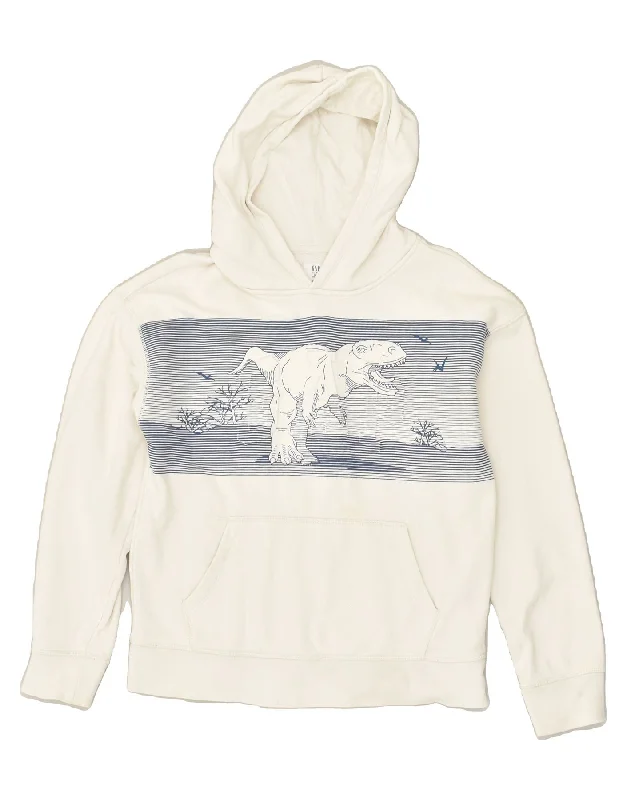 men's hoodie sweatshirt with hoods -GAP Boys Graphic Hoodie Jumper 14-15 Years XL  White Cotton