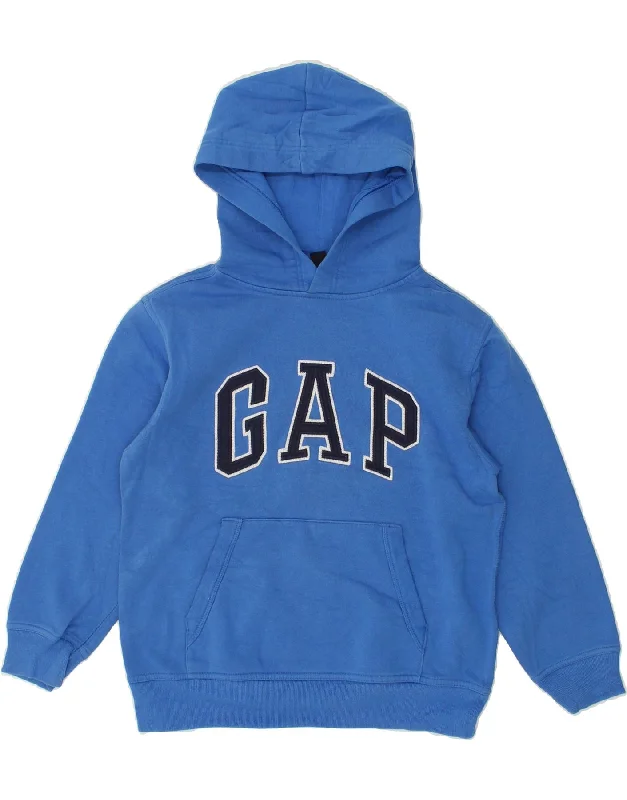 men's warm hoodie jackets -GAP Boys Graphic Hoodie Jumper 8-9 Years Medium Blue Cotton