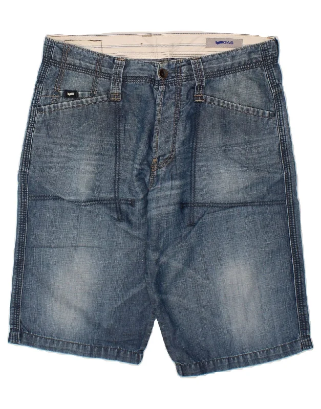 GAS Mens Denim Shorts W34 Large Blue Cotton