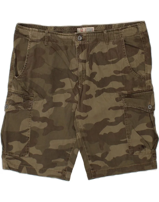 GRAND & HILLS Mens Cargo Shorts W40 XL Khaki Camouflage Cotton