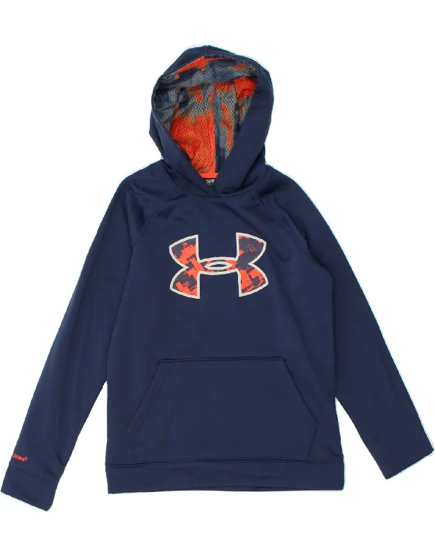 men's graphic hoodies for streetwear -HEAT GEAR Boys Graphic Hoodie Jumper 10-11 Years Medium Navy Blue