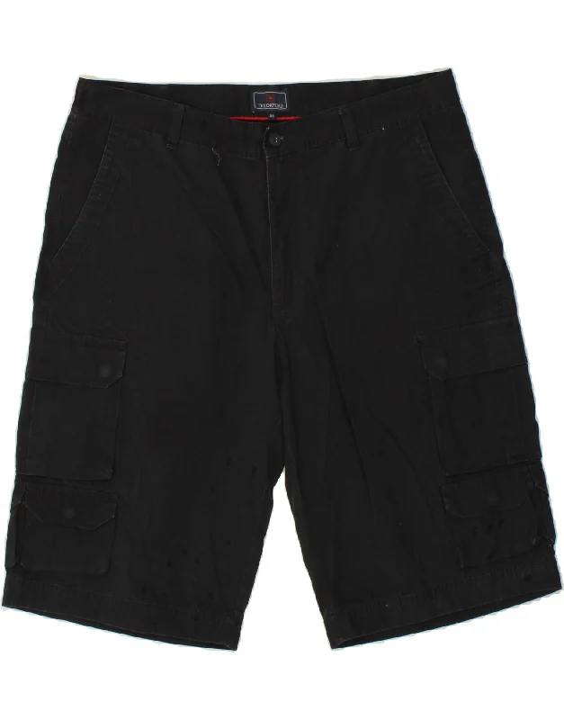 IVY OXFORD Mens Cargo Shorts IT 56 3XL W38 Black Cotton