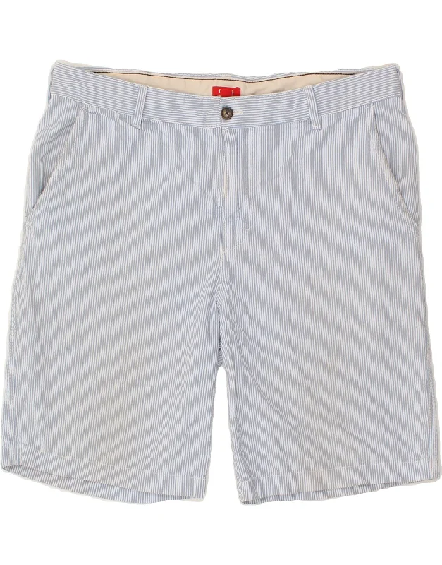 IZOD Mens Chino Shorts W38  XL Blue Pinstripe Cotton