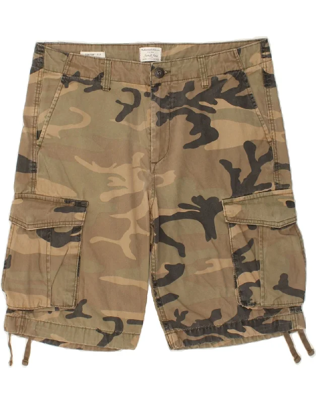 JACK & JONES Mens Comfort Fit Cargo Shorts Large W34 Brown Camouflage