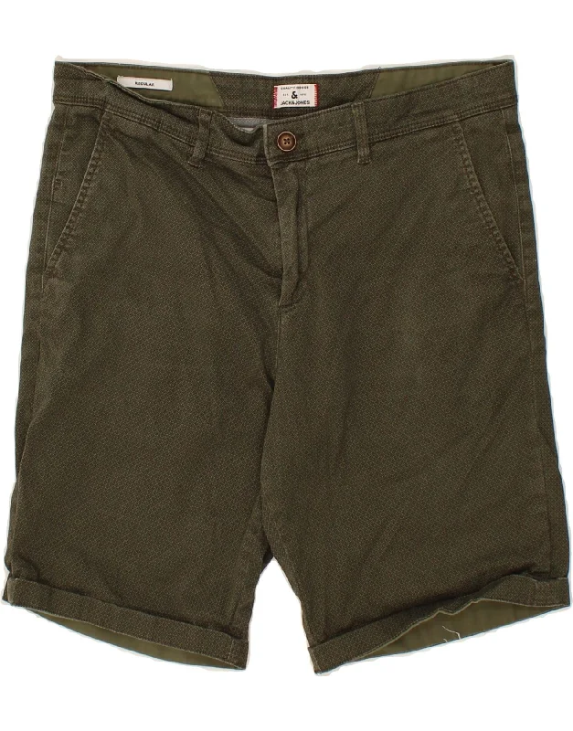 JACK & JONES Mens Regular Chino Shorts Large W34  Khaki Spotted Cotton