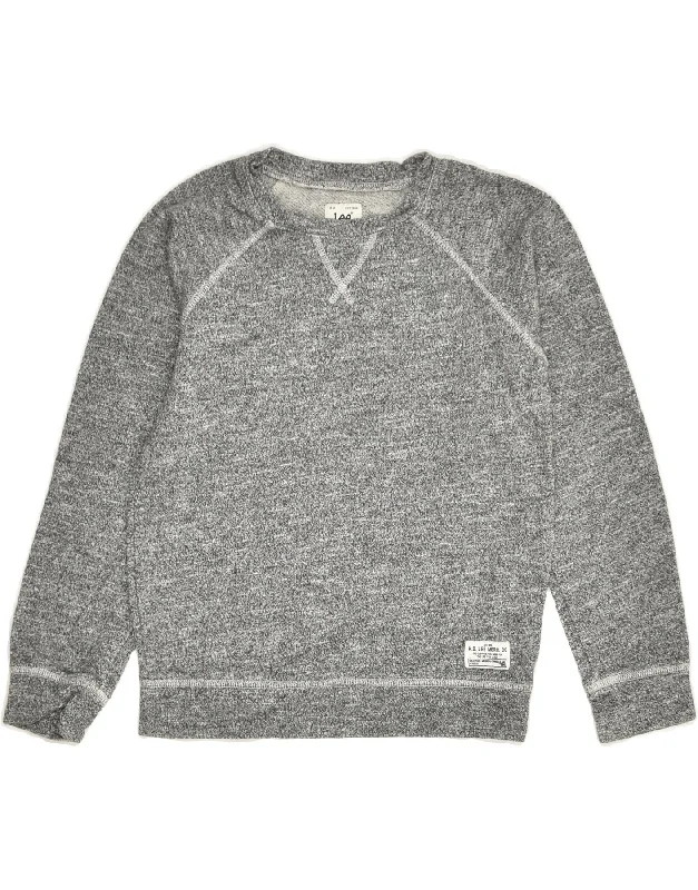 men's lightweight cotton hoodie -LEE Boys Sweatshirt Jumper 7-8 Years Grey Flecked Cotton