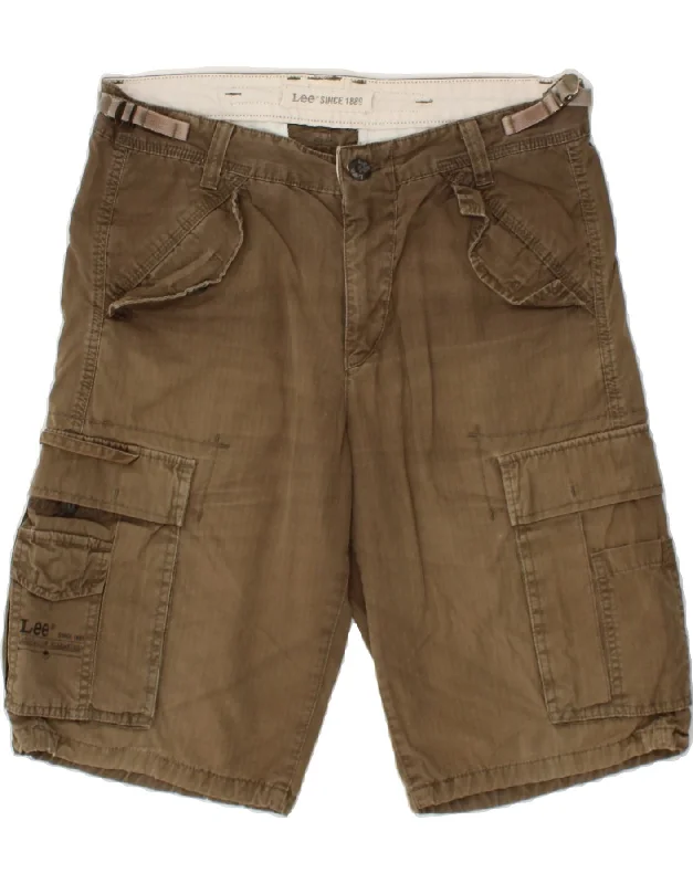 LEE Mens Peace Cargo Shorts W32 Medium Brown Cotton