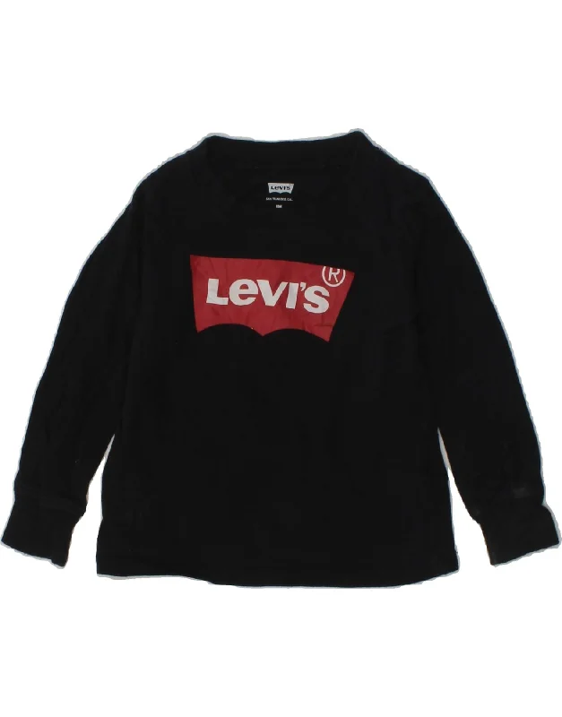 men's stylish fleece hoodies -LEVI'S Baby Girls Graphic Sweatshirt Jumper 12-18 Months Black Cotton