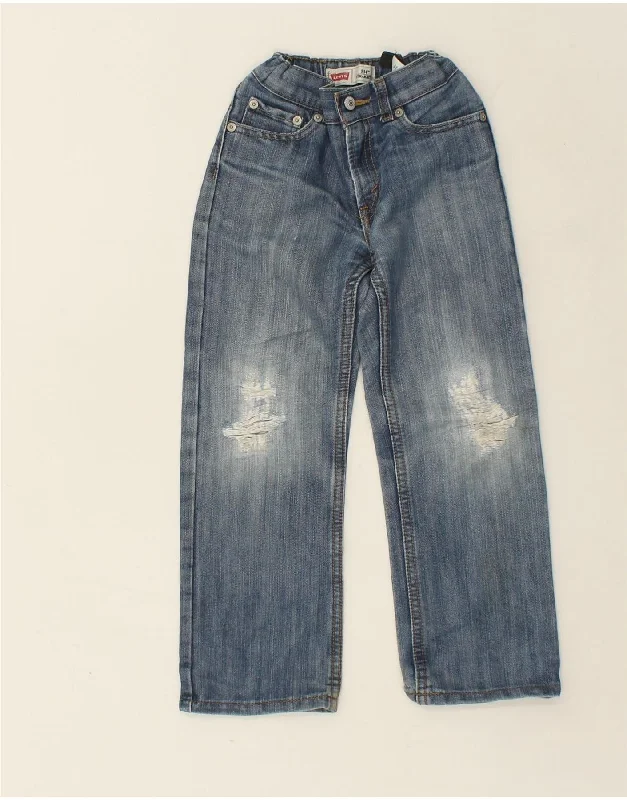 LEVI'S Boys 514 Distressed Straight Jeans 6-7 Years  W20 L20  Blue Cotton