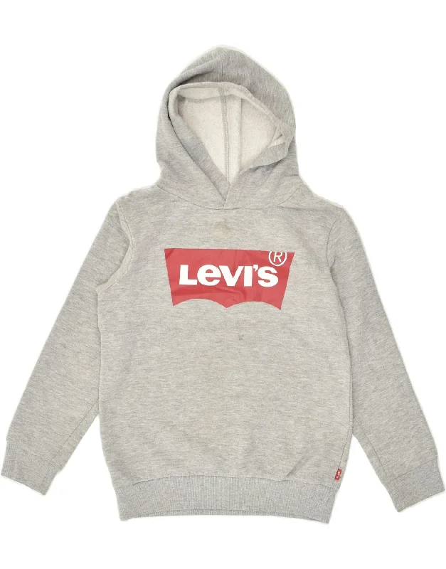 men's hoodie with creative prints -LEVI'S Boys Graphic Hoodie Jumper 7-8 Years Medium  Grey Cotton