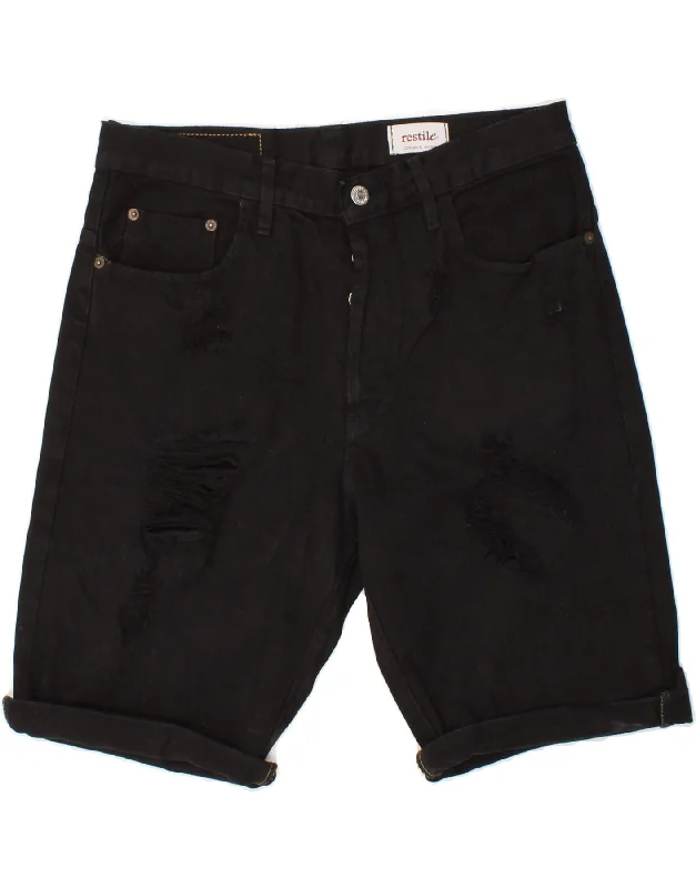 LEVI'S Mens 501 Distressed Denim Shorts W34 Large Black Cotton