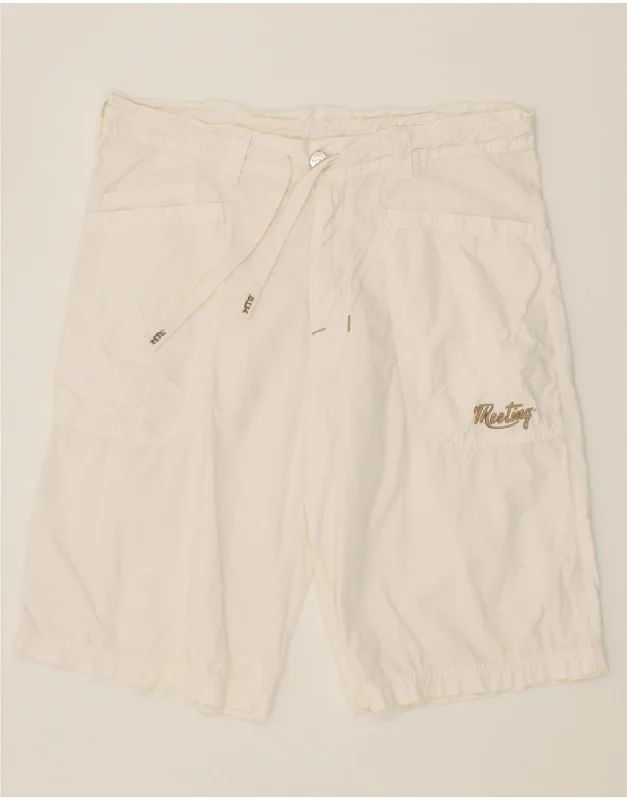 MEETING Mens Casual Shorts Large W36 White Cotton