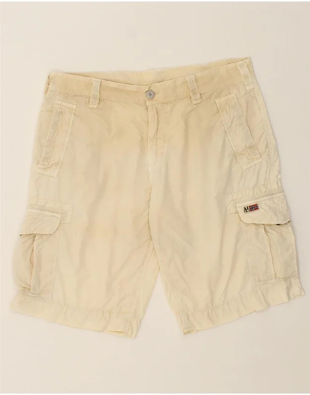 NAPAPIJRI Mens Cargo Shorts W36 Large Beige Cotton