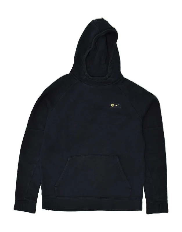 men's casual sweatshirts -NIKE Boys Graphic Hoodie Jumper 13-14 Years XL Navy Blue Cotton