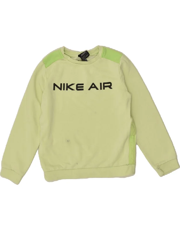 men's heavy-duty hoodies -NIKE Boys Graphic Sweatshirt Jumper 12-13 Years Large Green Cotton