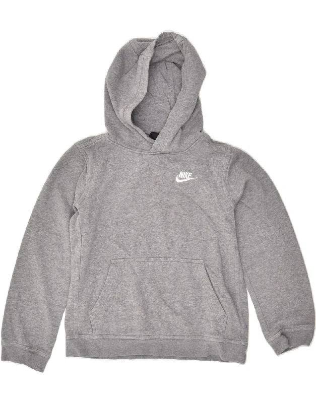 men's hoodie for sports activities -NIKE Boys Hoodie Jumper 10-11 Years Medium Grey