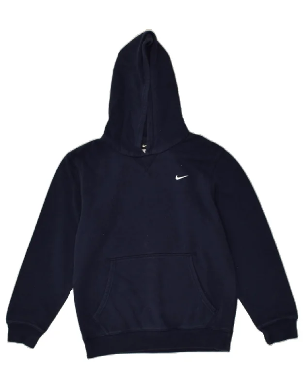 men's cozy hoodies -NIKE Boys Hoodie Jumper 12-13 Years Large Navy Blue Cotton