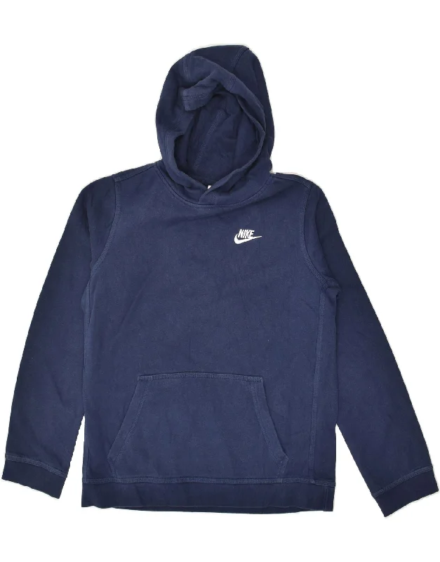 men's hoodie with pockets -NIKE Girls Hoodie Jumper 13-14 Years XL Navy Blue Cotton