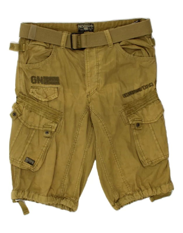 NORWAY Mens Cargo Shorts Medium W34 Khaki Cotton