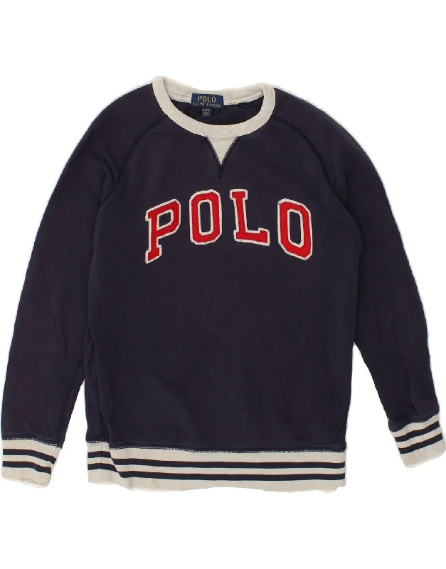 men's fleece hoodies -POLO RALPH LAUREN Boys Graphic Sweatshirt Jumper 10-11 Years Medium  Blue