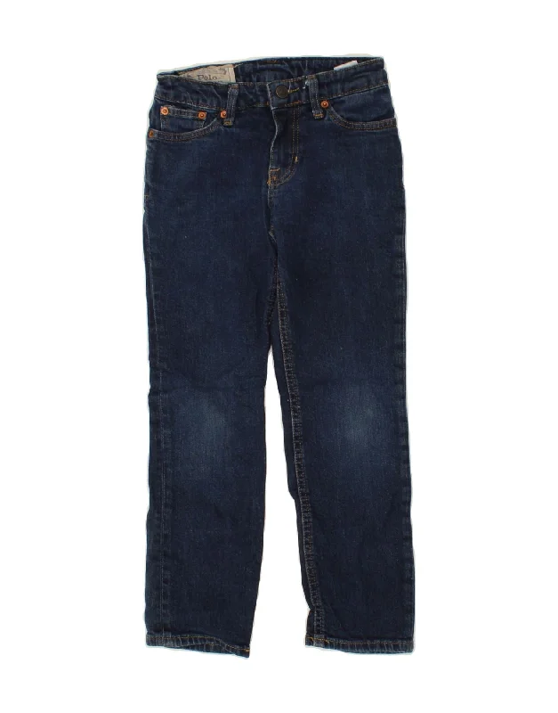 POLO RALPH LAUREN Boys Straight Jeans 7-8 Years W24 L22  Navy Blue Cotton