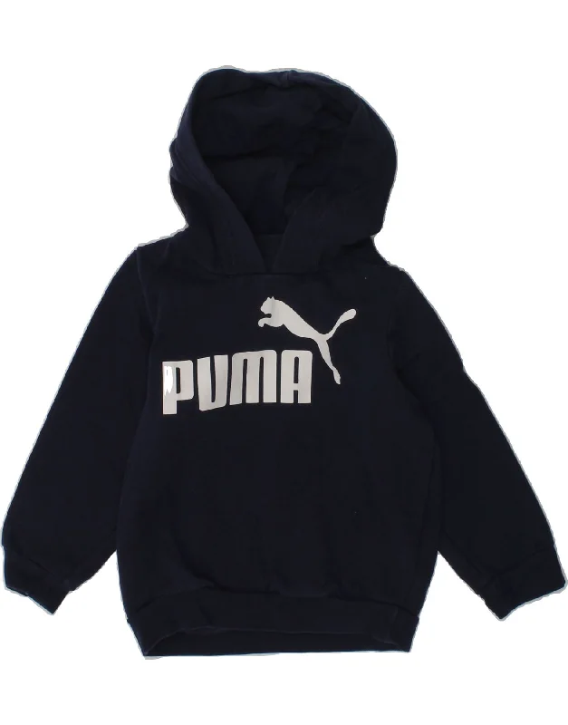 men's hoodie for running -PUMA Baby Boys Graphic Hoodie Jumper 12-18 Months Navy Blue Cotton