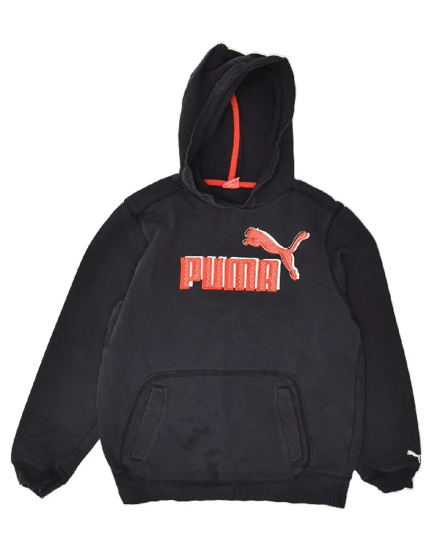 men's graphic design hoodie sweatshirts -PUMA Boys Graphic Hoodie Jumper 13-14 Years Black