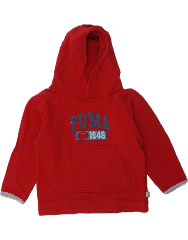 men's zip-up hoodies for winter -PUMA Boys Graphic Hoodie Jumper 3-4 Years Red Cotton