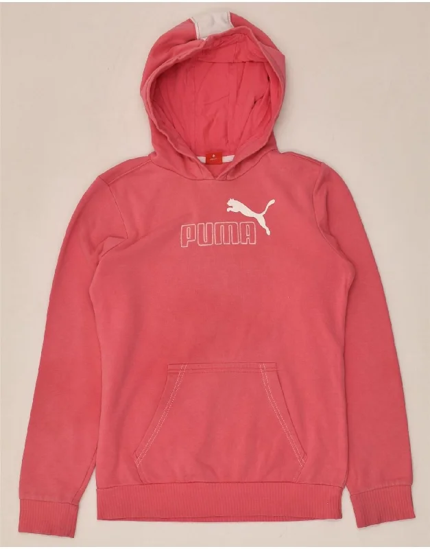 men's thick hoodies for winter -PUMA Girls Graphic Hoodie Jumper 13-14 Years Pink