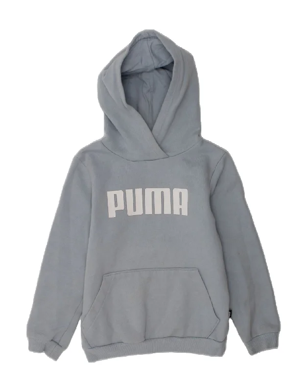 men's pullover hoodie for winter -PUMA Girls Graphic Hoodie Jumper 7-8 Years Blue