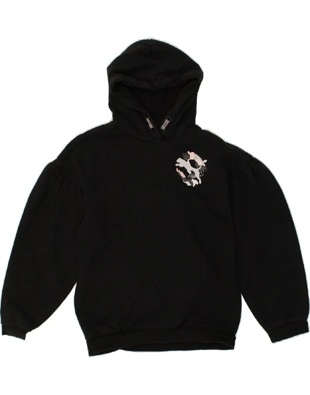 men's fleece hoodie jacket -PUMA Girls Hoodie Jumper 13-14 Years Black Cotton