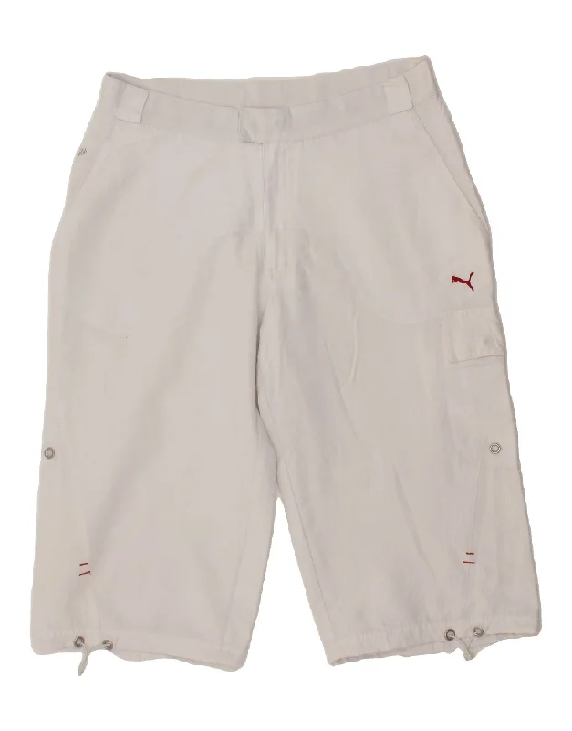 PUMA Mens Graphic Bermuda Shorts Medium W32 White Polyester