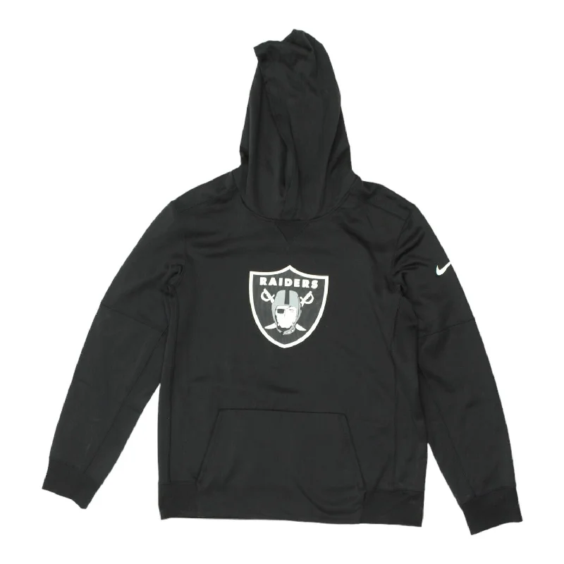 men's cotton blend hoodies -Raiders Nike Therma-Fit Boys Black Pullover Hoodie | NFL Sportswear Kids VTG