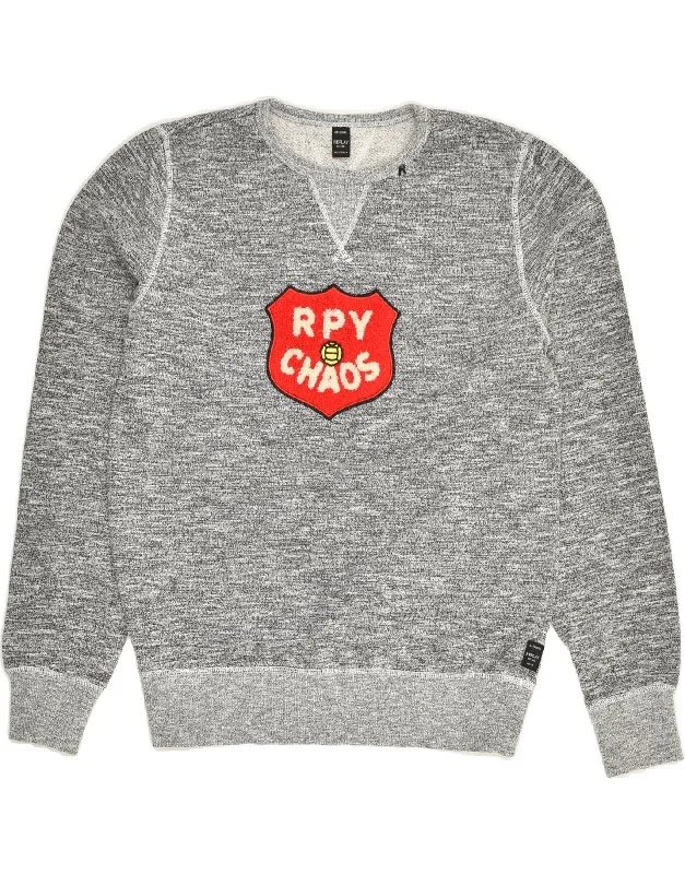 men's athletic hoodies -REPLAY Boys Graphic Sweatshirt Jumper 13-14 Years Grey Cotton