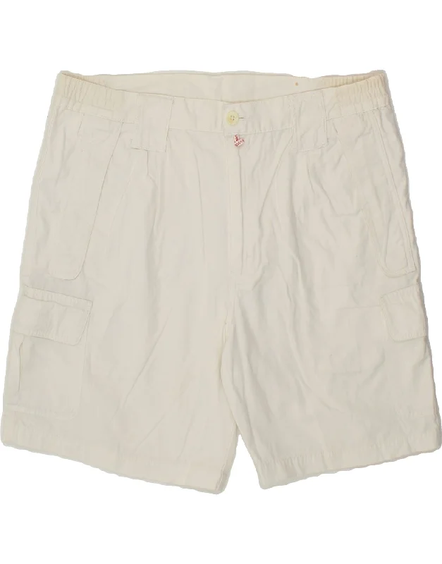 SLAM Mens Cargo Shorts IT 54 2XL W40 White Cotton