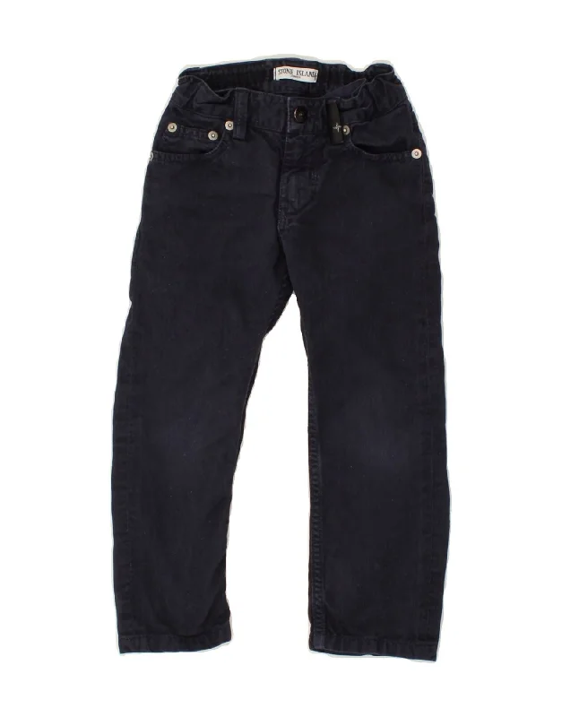 STONE ISLAND Boys Straight Jeans 3-4 Years W16 L16 Navy Blue Cotton