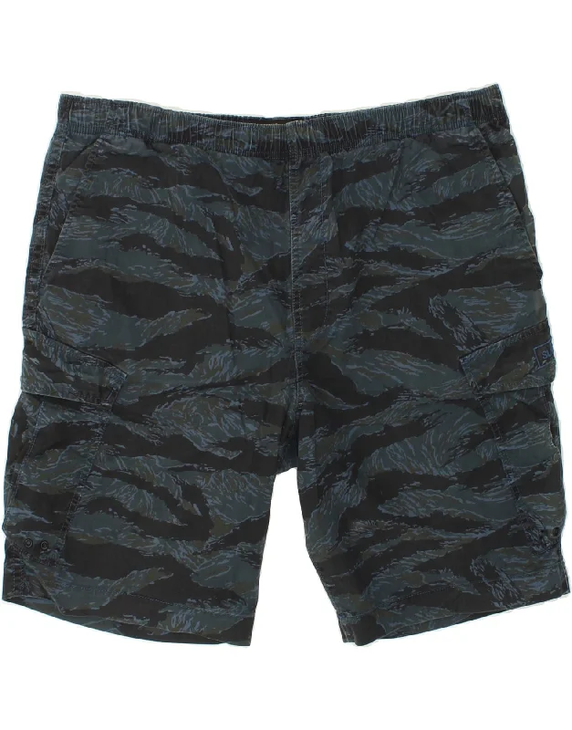 SUPERDRY Mens Cargo Shorts 4XL W48  Black Camouflage Cotton