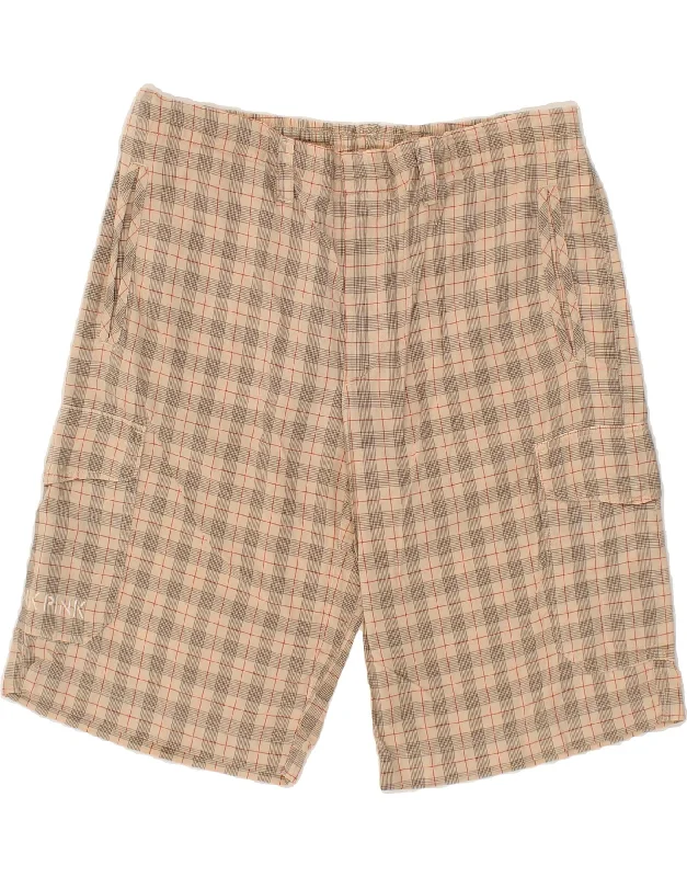 THINK PINK Mens Cargo Shorts W36 Large Beige Check