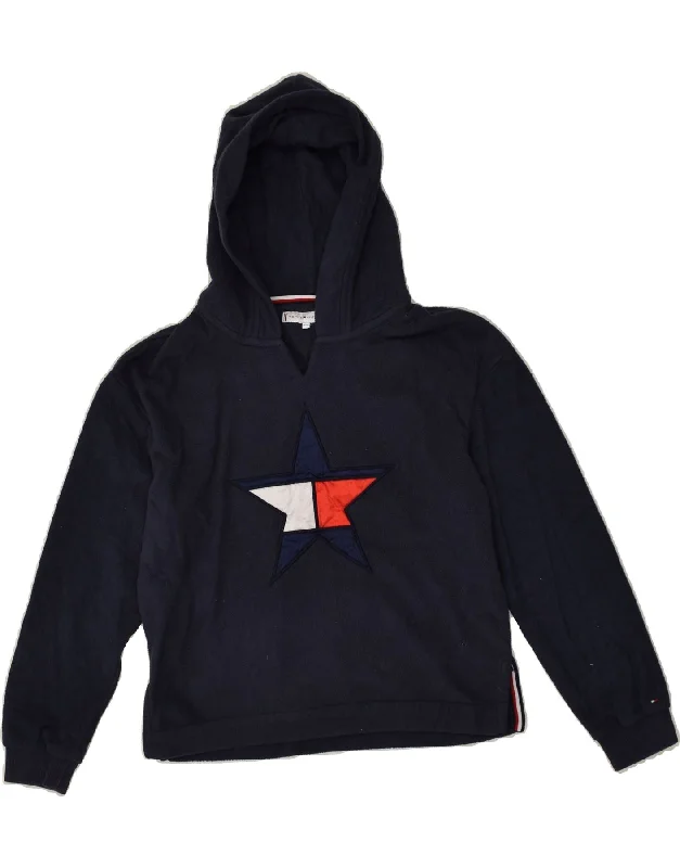 men's light hoodie for spring -TOMMY HILFIGER Boys Fleece Graphic Hoodie Jumper 11-12 Years Navy Blue